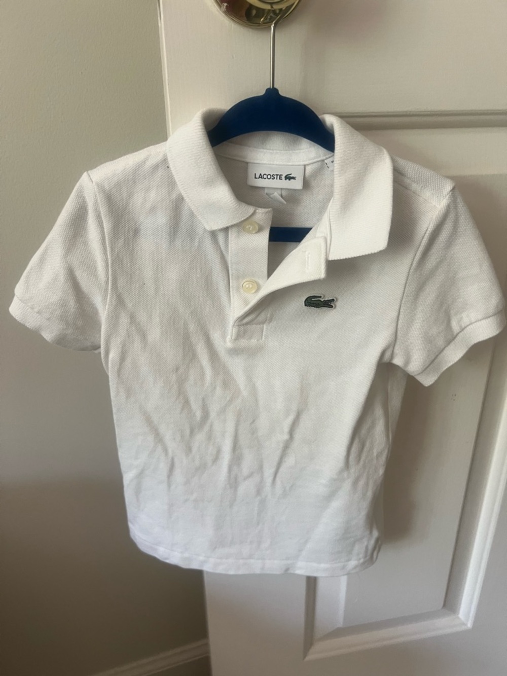 Lacoste Kids White Short-Sleeve Cotton Pique Polo with Crocodile Logo